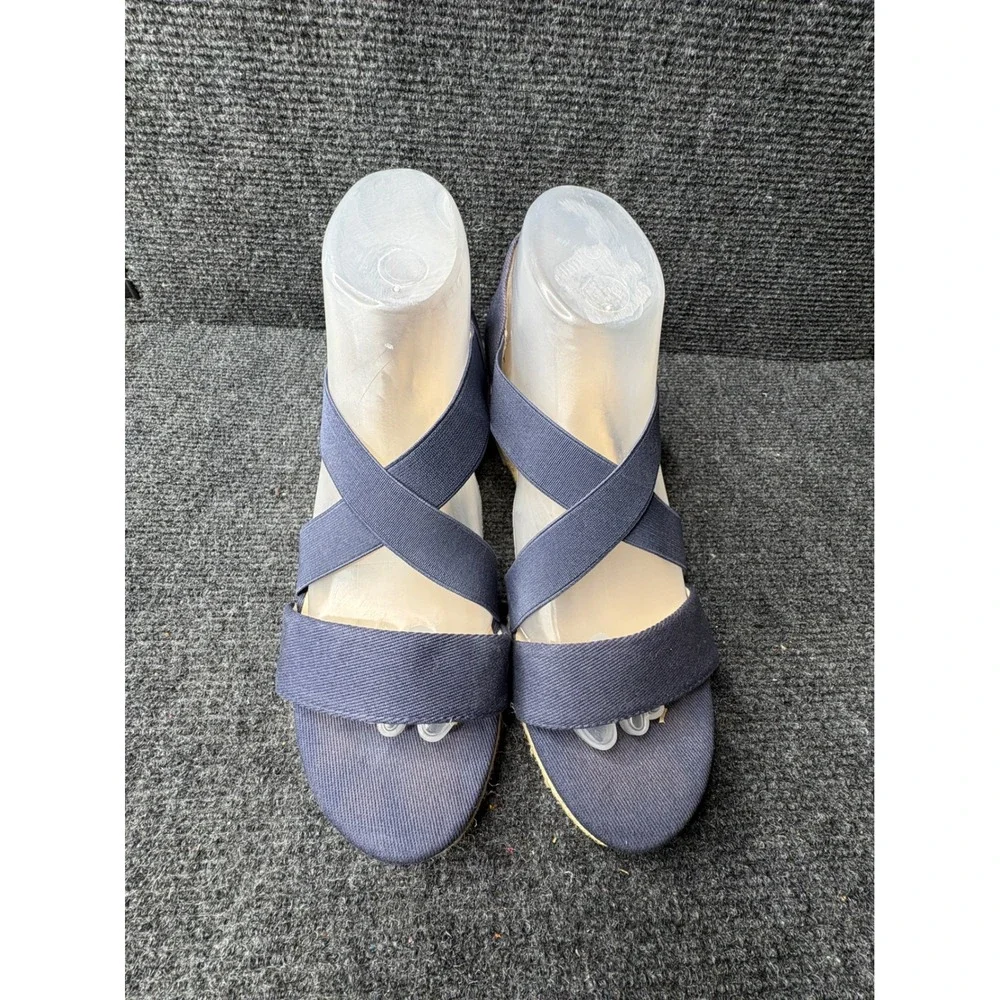LifeStride Siesta Str Navy Blue Espadrille Wedge Sandals Womens 9M Comfort Flex